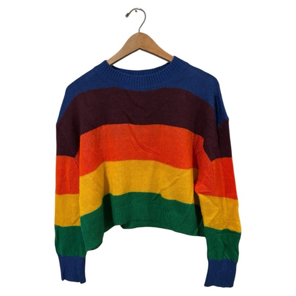 - Ring streets kidcore rainbow crop Colorful Striped Women's Sweater S - Picture 1 of 3